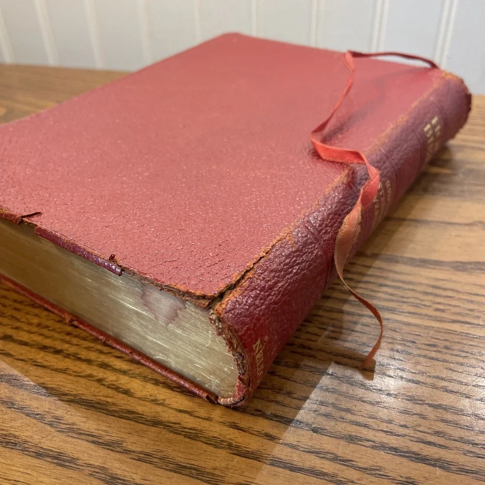 HOLY BIBLE - RSV Revised Standard Version, Vtg 1953 World Red Morocco Leather